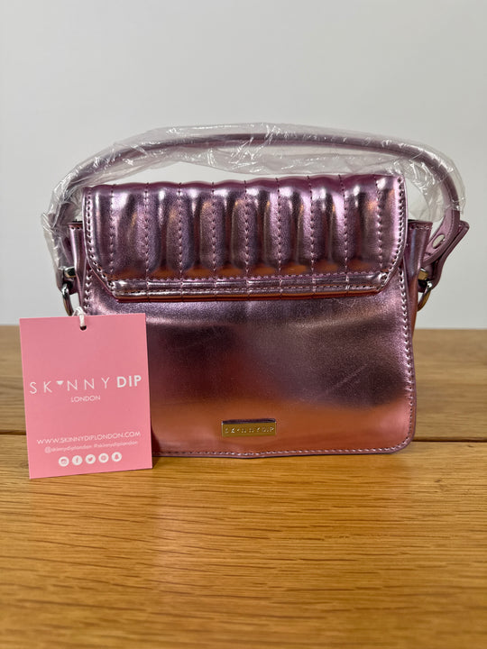 Skinnydip pink frosted metallic mini tote bag