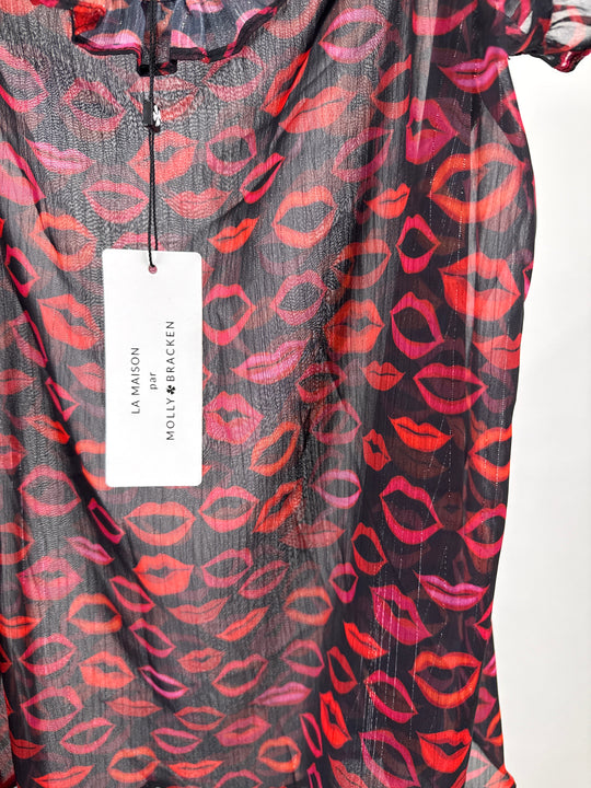 Molly Bracken La Maison Par Lips Print Sheer Tank Top