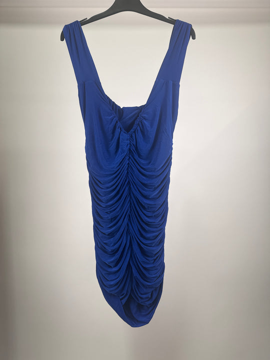 Femme Luxe sweatheart neckline bodycon midi dress in blue