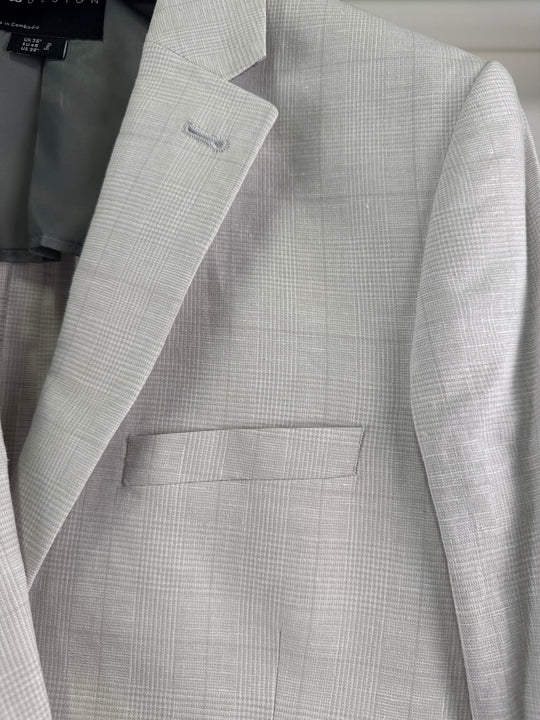 ASOS DESIGN wedding linen super skinny suit jacket with prince of wales check in grey