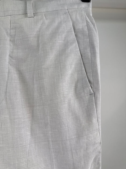 ASOS DESIGN wedding linen super skinny suit trousers with prince of wales check in grey