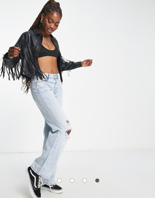 Miss Selfridge hapsullinen keinonahkatakki, musta