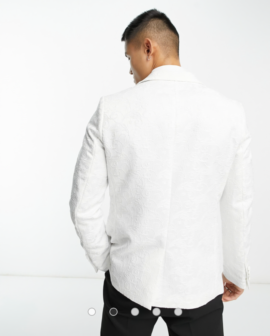 Devil's Advocate skinny fit tuxedo suit jacket in white