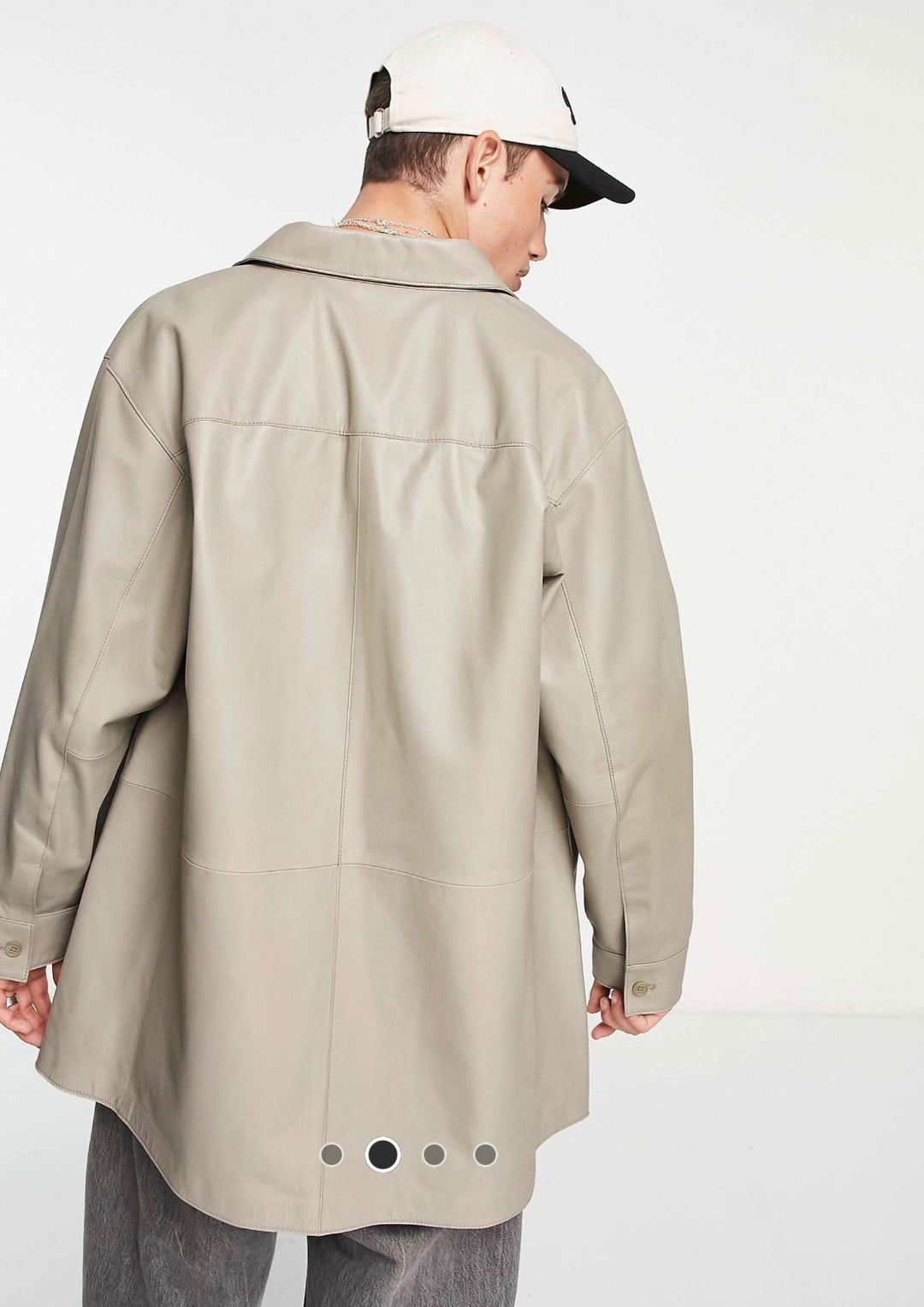 ASOS DESIGN oversized real leather shacket in sage green