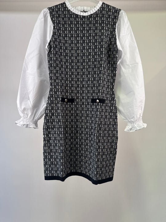 Lipsy knit and woven shirt dress in check