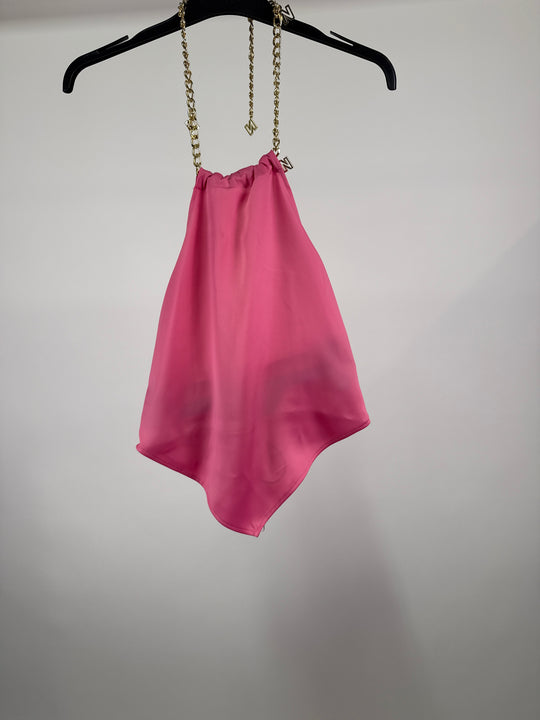 Nikkie Halter Top with Chain in Summer Pink