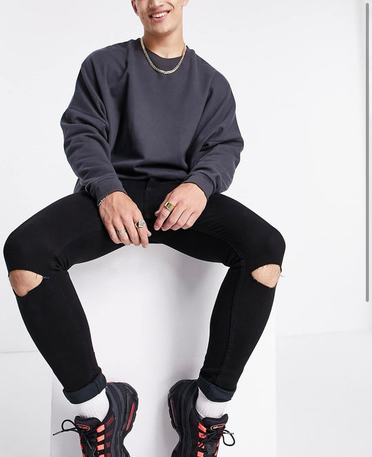 Don't think twice skinny fit ripped jeans in Black