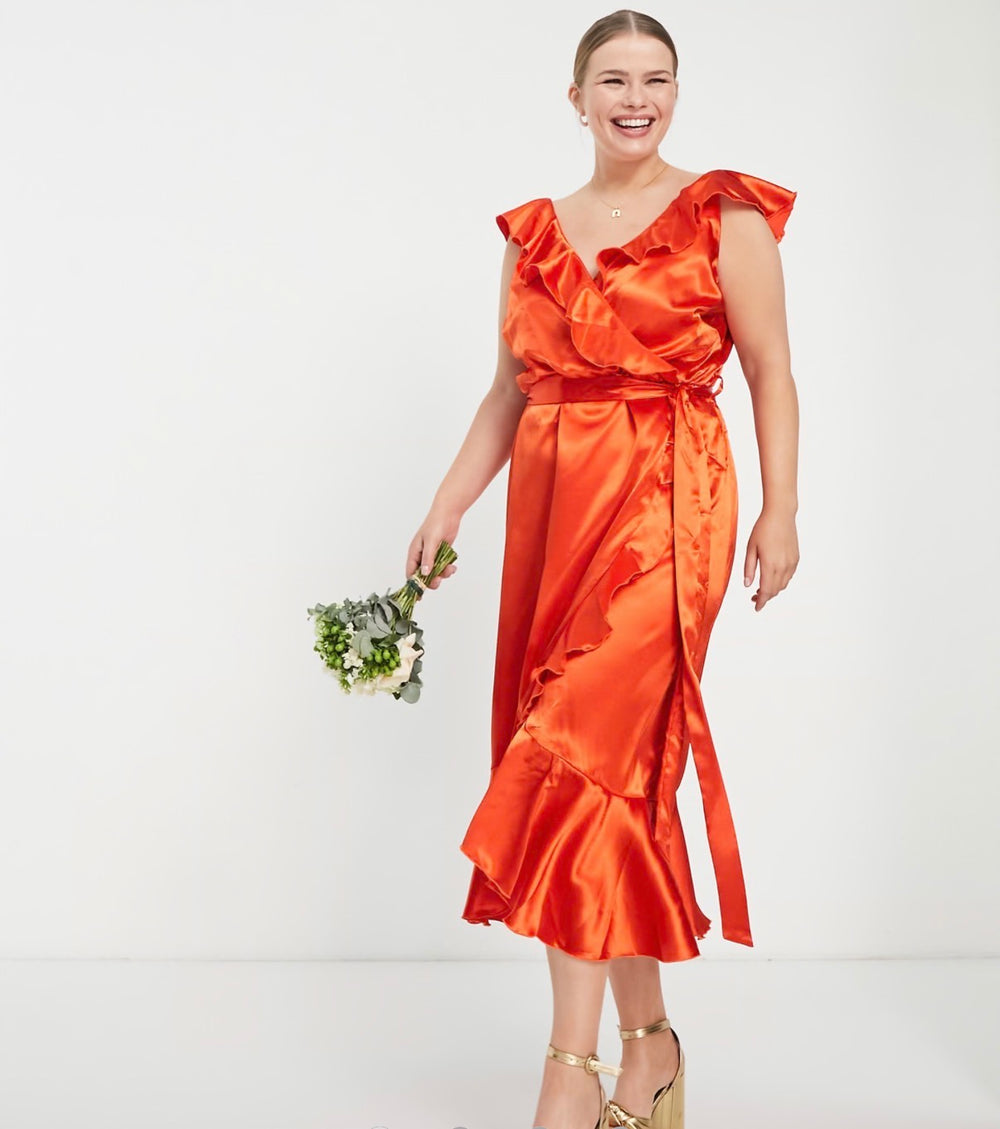 Little Mistress Plus
Bridesmaid frill wrap dress