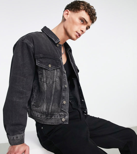 ASOS DESIGN 90s fit denim jacket in black