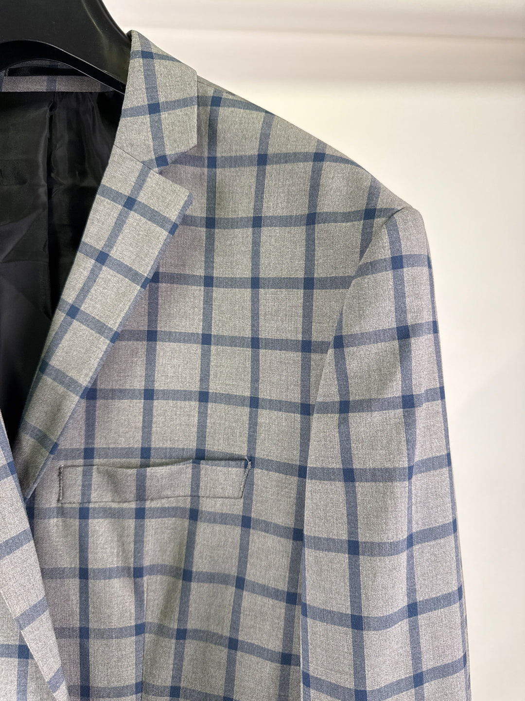 Jack & Jones Premium Super Slim check suit jacket in grey-navy