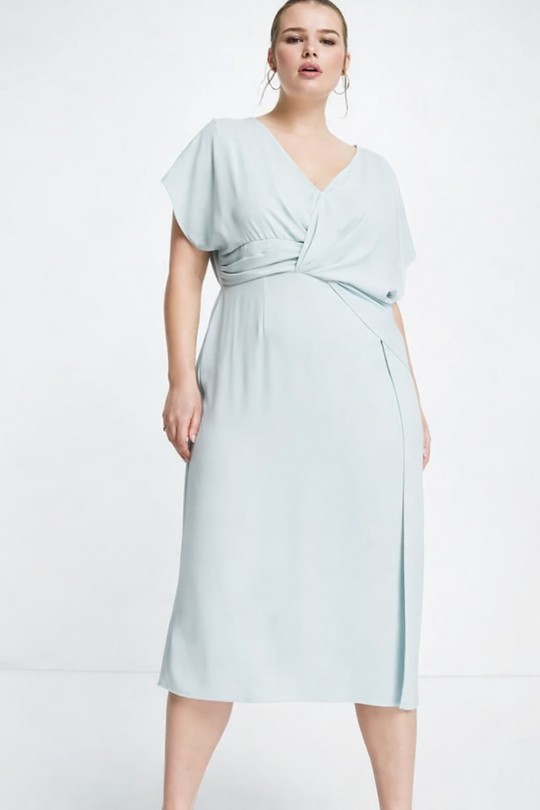 ASOS DESIGN Curve twist and drape front midi dress