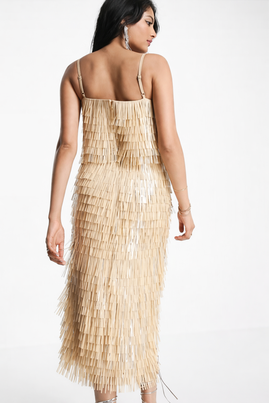 ASOS DESIGN shard detail midi dress with sheer