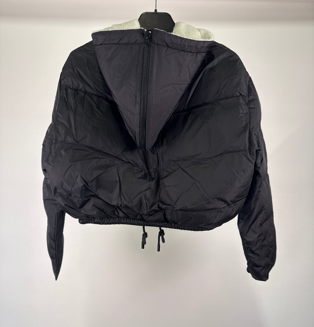 Urban Revivo padded varsity jacket with teddy collar in black