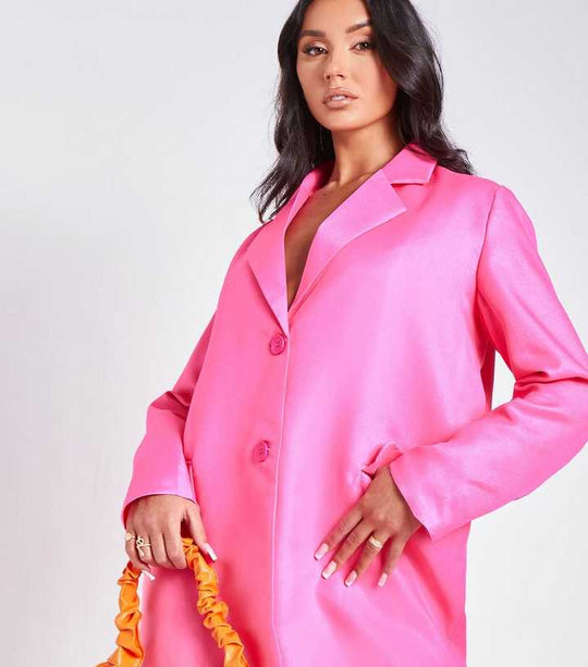 Missyempire oversized leather look blazer co ord in Pink