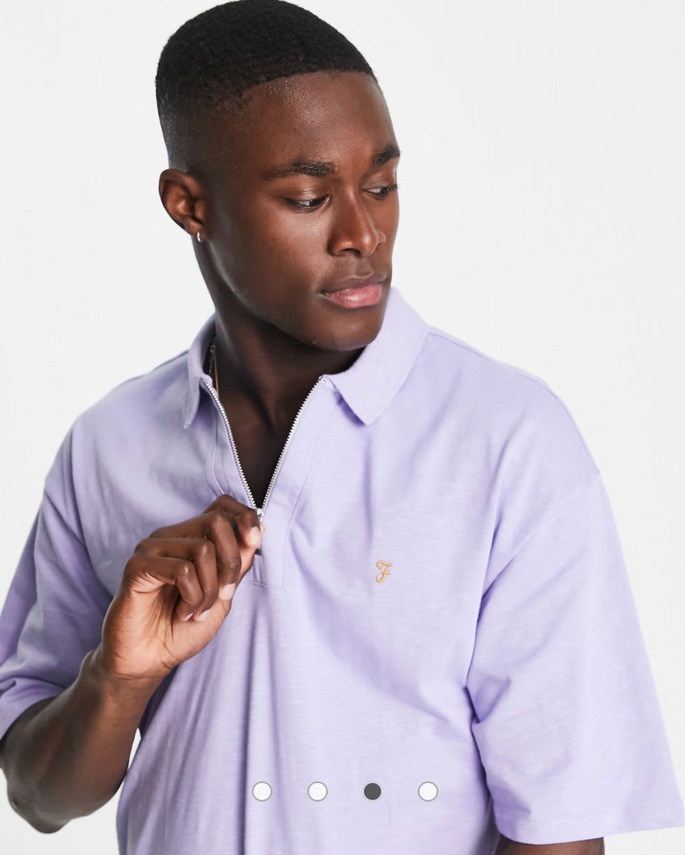 Farah Costello zip Cotton Polo shirt In Lillac