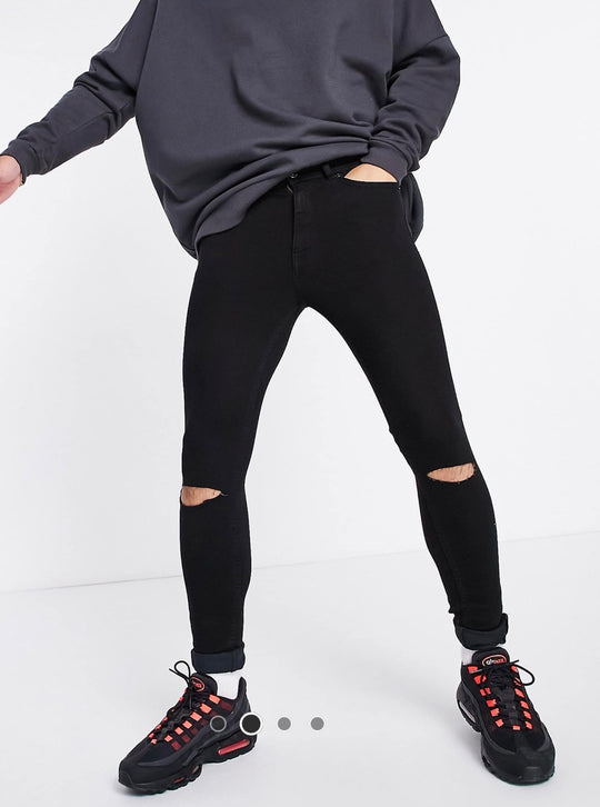 Don't think twice skinny fit ripped jeans in Black