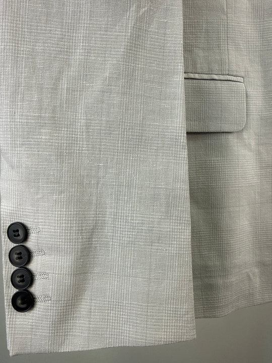 ASOS DESIGN wedding linen super skinny suit jacket with prince of wales check in grey