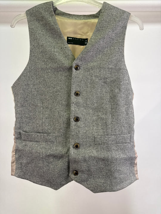 ASOS DESIGN super skinny wool mix waistcoat in mushroom brown texture