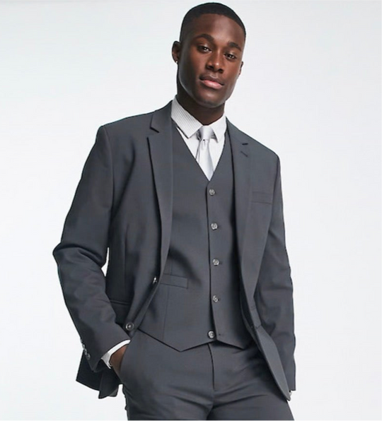 ASOS DESIGN skinny suit jacket in dark grey