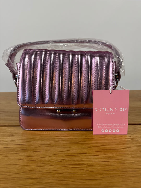 Skinnydip pink frosted metallic mini tote bag