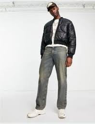 COLLUSION faux leather quilted bomber in black