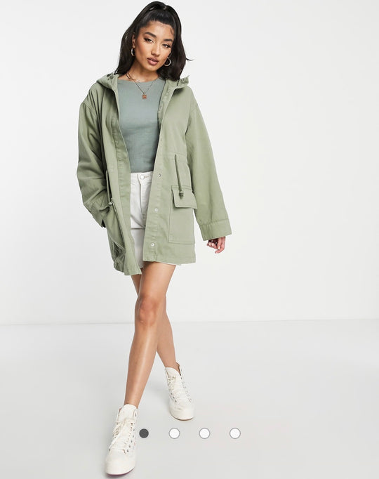 Asos Design lightweight parka in Sage