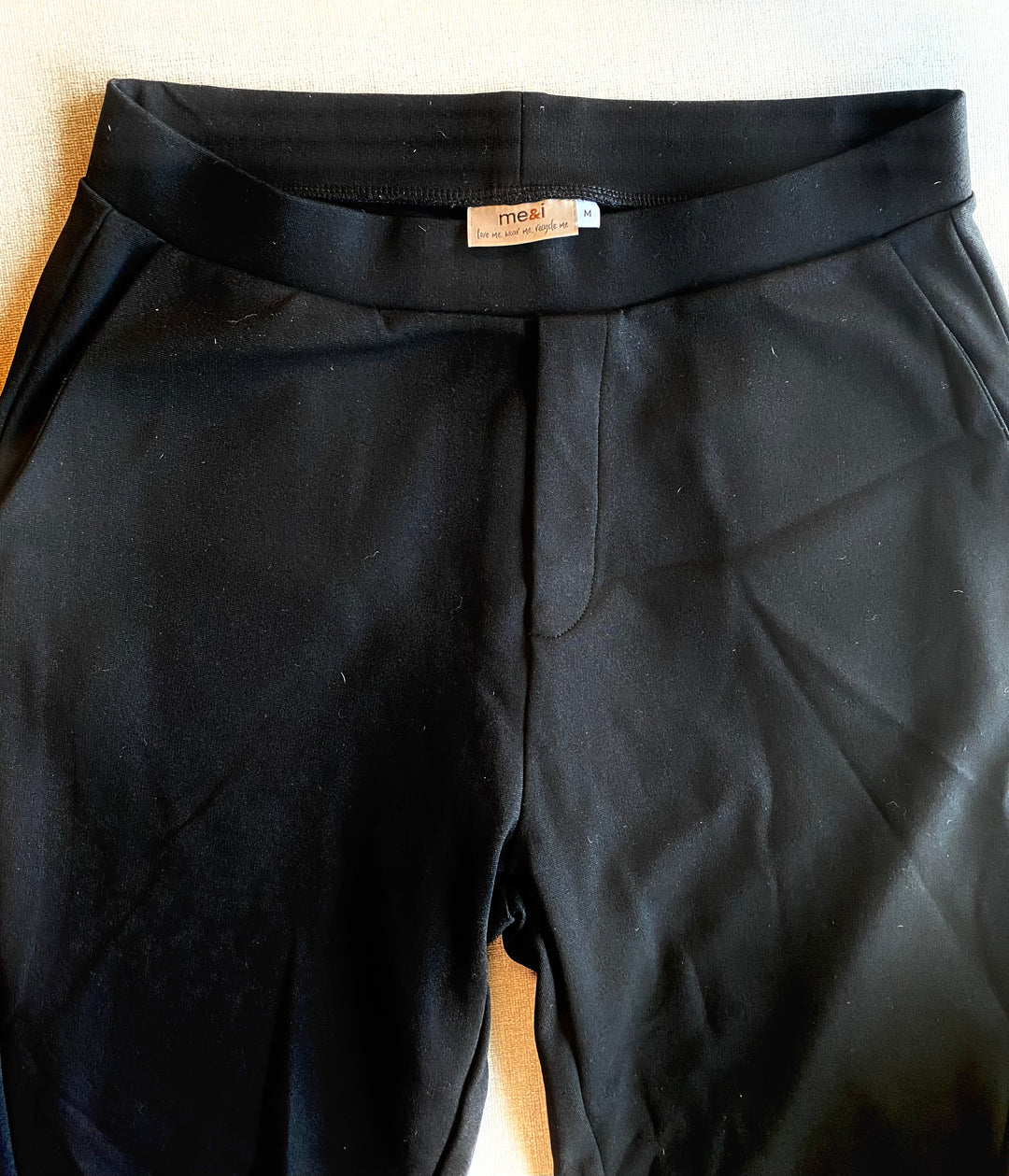 Cropped slit pants black -Y22M