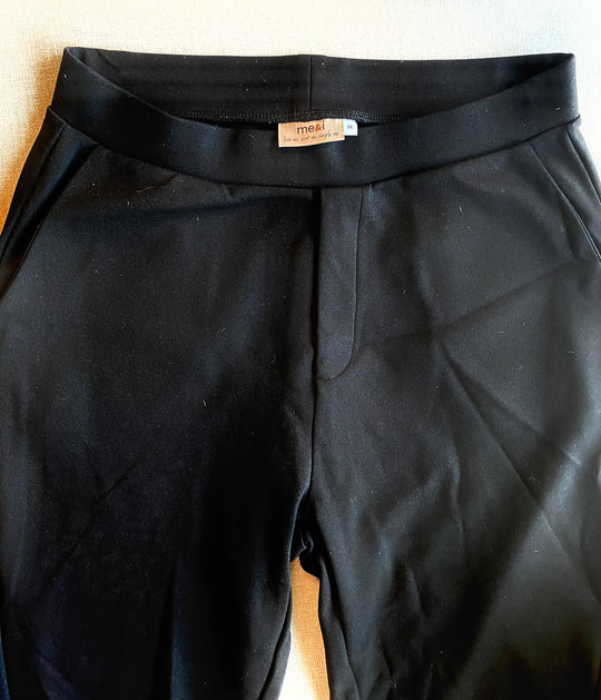 Cropped slit pants black -Y22M