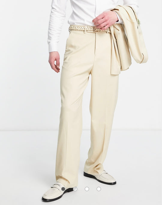 ASOS DESIGN wide leg suit pants in camel micro texture