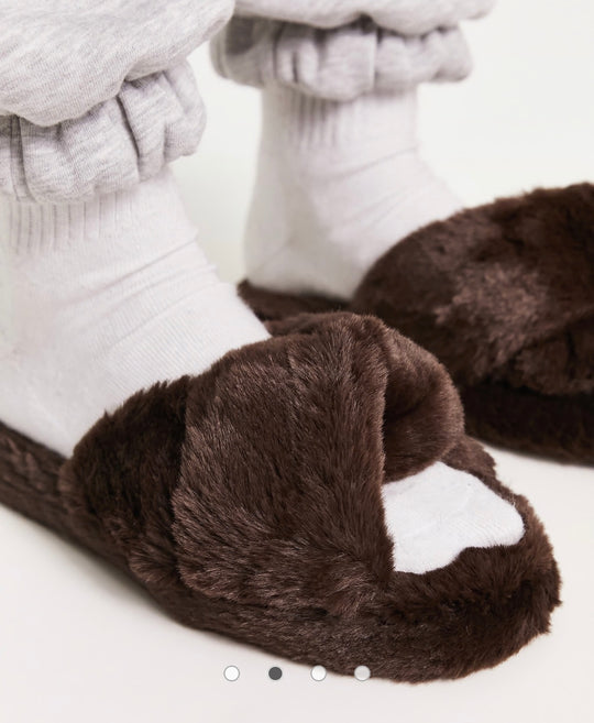 ASOS DESIGN Zeve twist slider slippers in chocolate