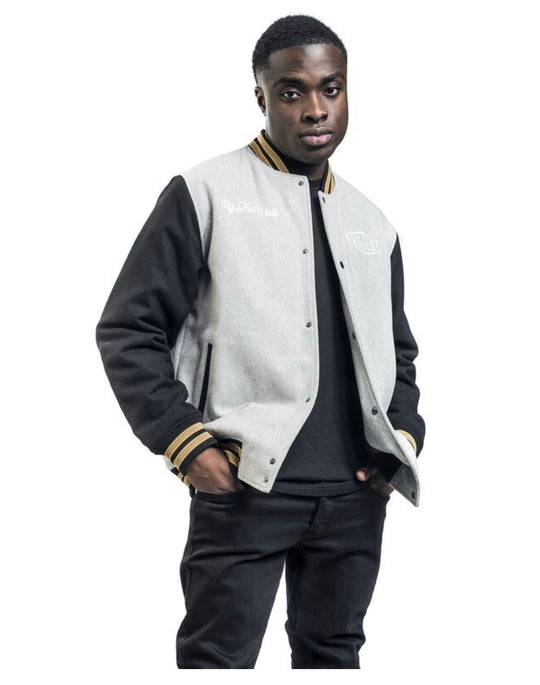 Vans checkerboard varsity jacket with back print