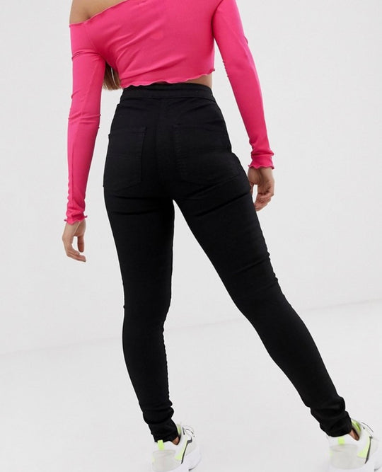 Collusion Petite x002 super skinny high waist jean in clean black