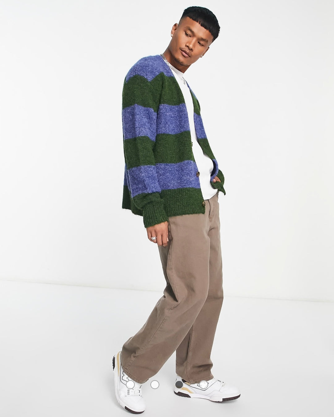 Damson Madder ombre stripe cardigan in blue and green