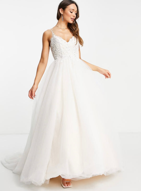 ASOS EDITION Isadora beaded lace cami wedding in Oyster