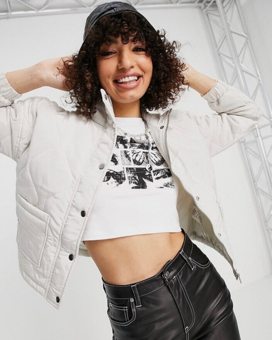 Violet Romance quilted jacket in stone