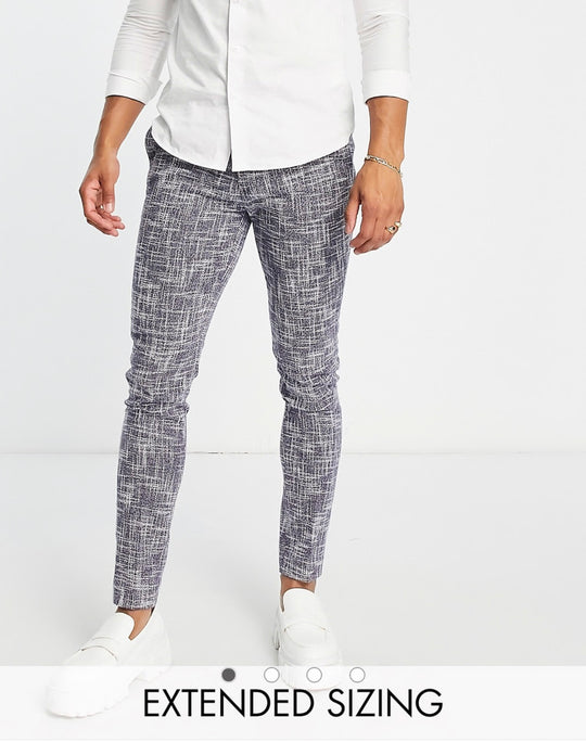 ASOS DESIGN smart skinny trousers with cotton mix micro texture in navy