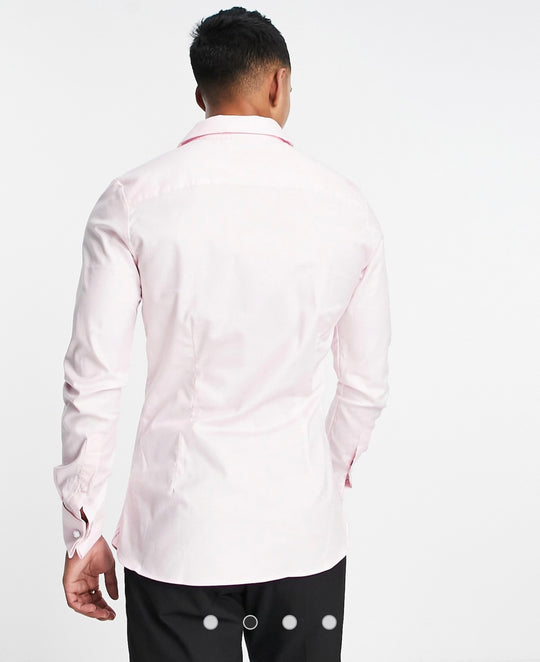 ASOS DESIGN royal oxford shirt with double cuff in pink
