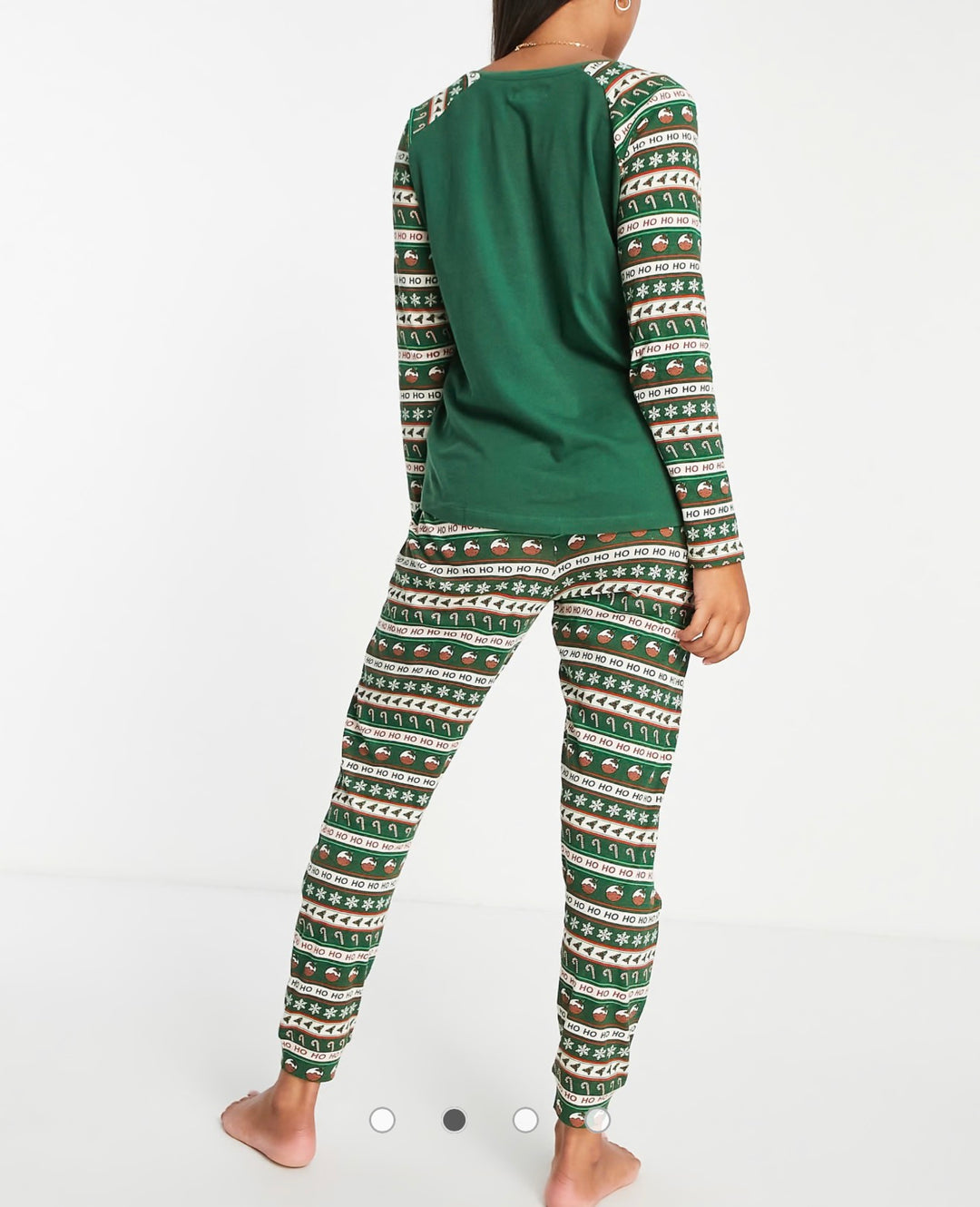 Brave Soul ho ho ho fairisle christmas pudding pyjama set in green