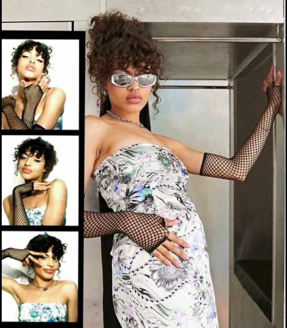 COLLUSION Satin printed dress with thigh split in multi