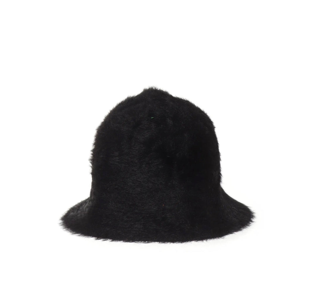ASOS DESIGN fluffy bucket hat in black