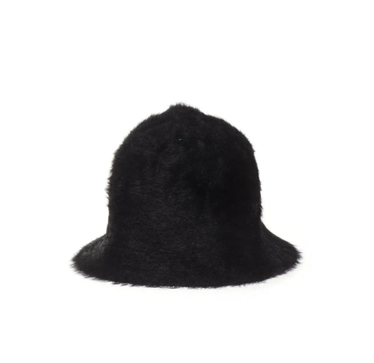 ASOS DESIGN fluffy bucket hat in black