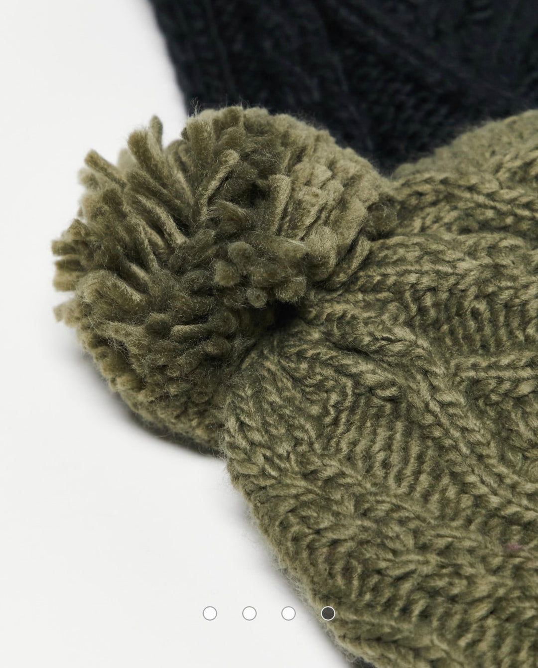 French Connection cable hat and scarf set in khaki and marine