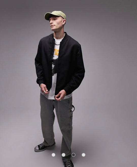 Topman bomber jacket in black