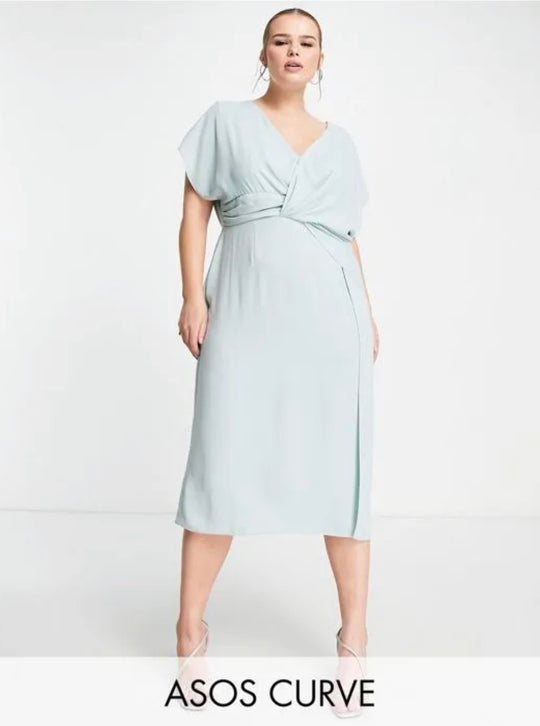 ASOS DESIGN Curve twist and drape front midi dress
