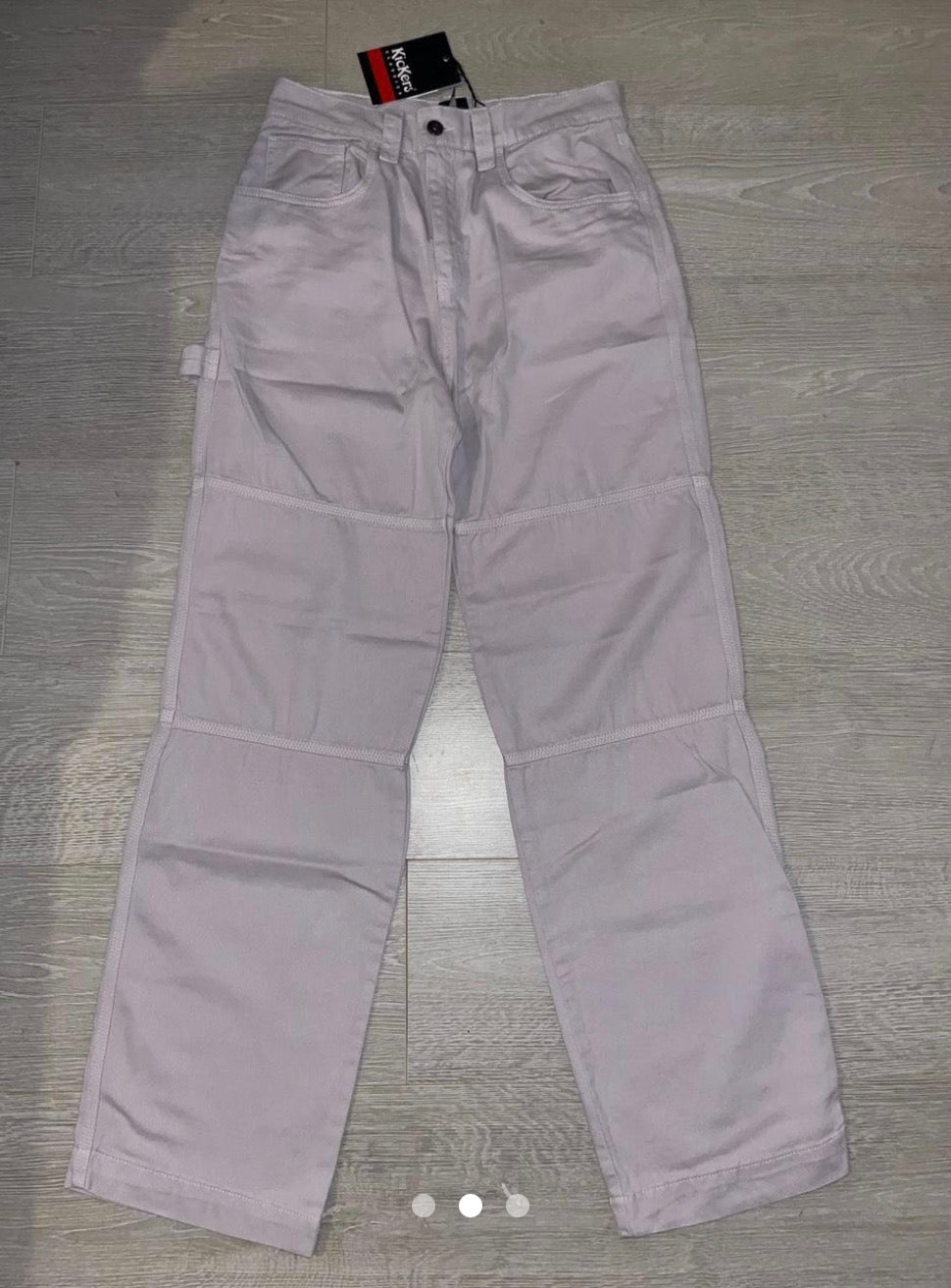 Kickers kontrastitikkauksella varustetut Y2K taisteluhousut, liila