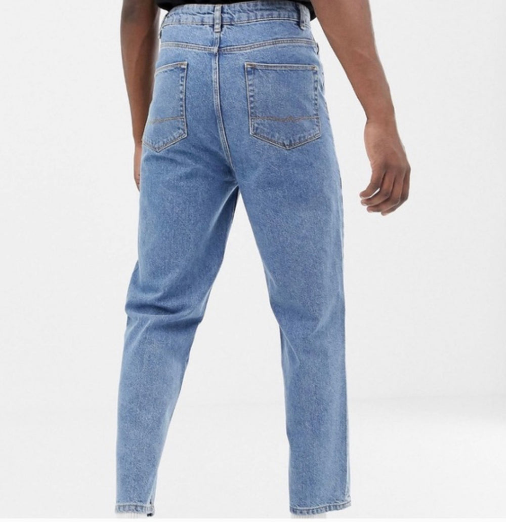 ASOS DESIGN high waisted jeans in vintage mid wash blue
