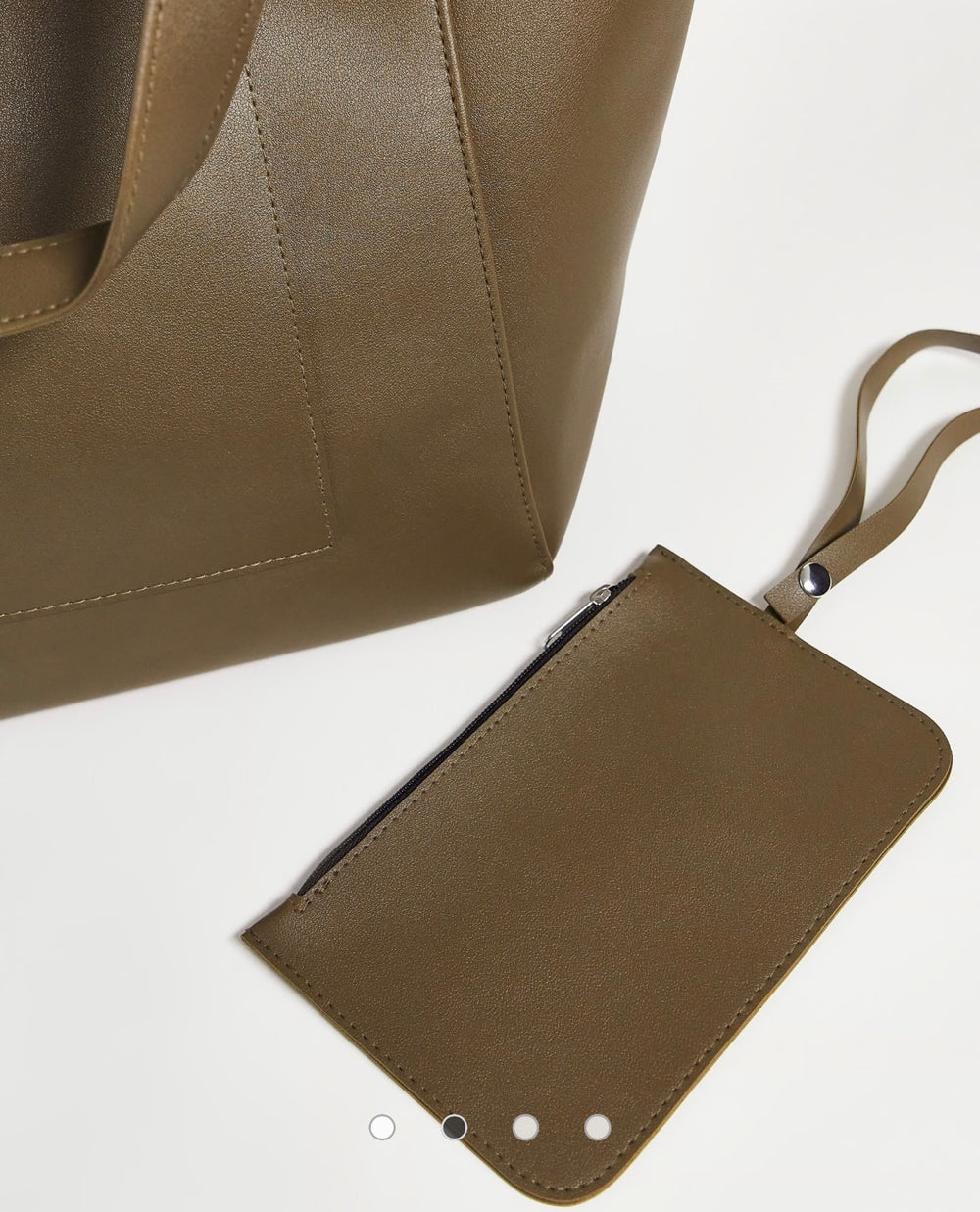 ASOS DESIGN oversized tote bag in khaki faux leather with detachable wallet