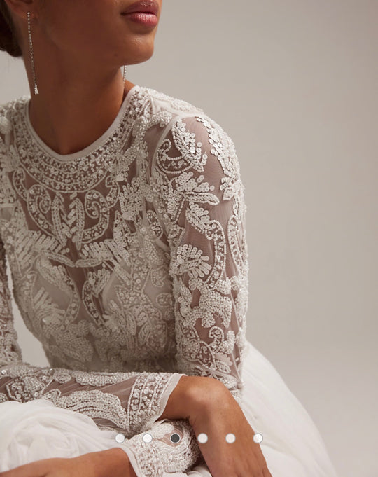 ASOS DESIGN Elizabeth beaded bodice wedding in ivory