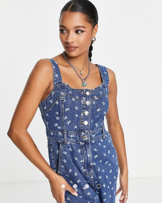 Nobody's Child petite denim jumpsuit in Blue