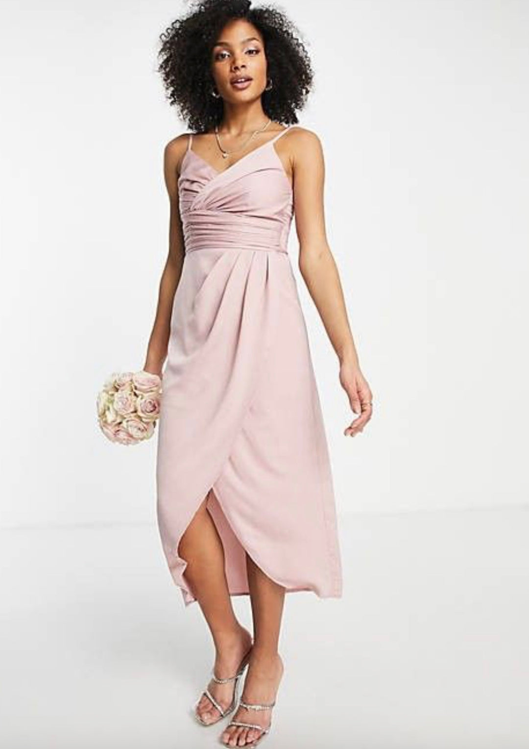 little Mistress morsiusneito satiinikietaisumekko, vaaleanpunainen